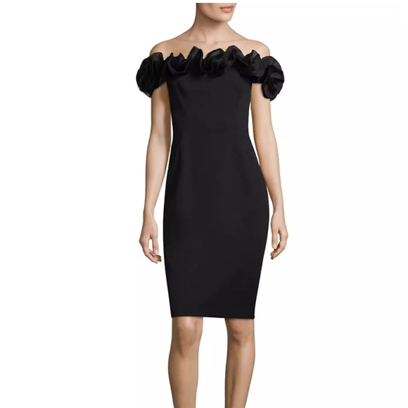 Aidan Mattox off the shoulder ruffle midi dress NWT - Picture 1 of 10